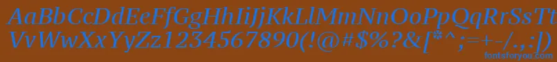 Ptz56fW-fontti – siniset fontit ruskealla taustalla