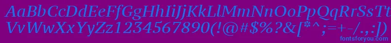 Fonte Ptz56fW – fontes azuis em um fundo violeta