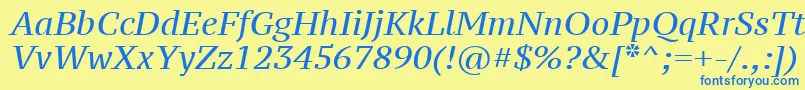 Ptz56fW-fontti – siniset fontit keltaisella taustalla