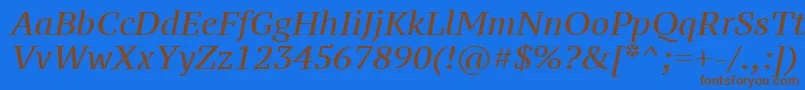 Ptz56fW-Schriftart – Braune Schriften auf blauem Hintergrund