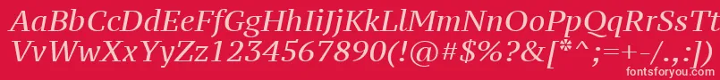 Ptz56fW-fontti – vaaleanpunaiset fontit punaisella taustalla