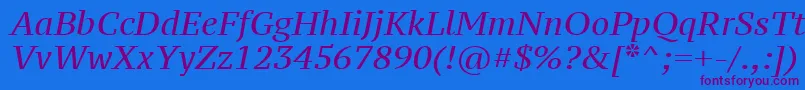 Czcionka Ptz56fW – fioletowe czcionki na niebieskim tle
