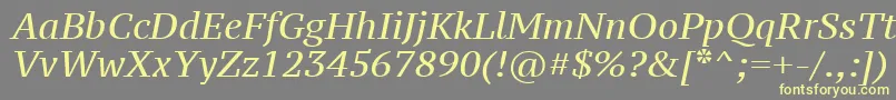 Ptz56fW-Schriftart – Gelbe Schriften auf grauem Hintergrund