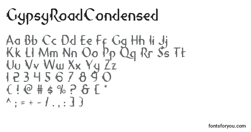 Шрифт GypsyRoadCondensed – алфавит, цифры, специальные символы
