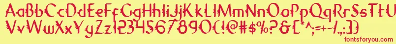 GypsyRoadCondensed-Schriftart – Rote Schriften auf gelbem Hintergrund