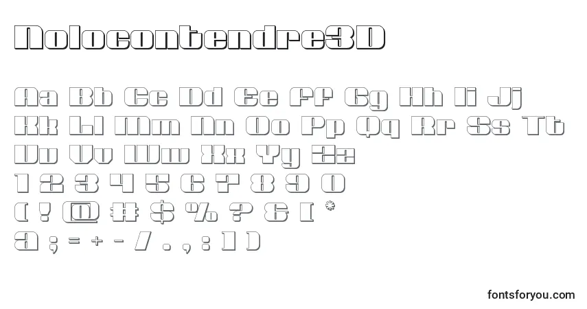 A fonte Nolocontendre3D – alfabeto, números, caracteres especiais