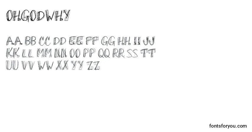 Czcionka OhGodWhy – alfabet, cyfry, specjalne znaki