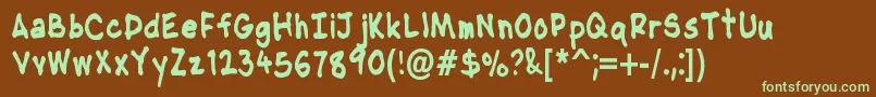 NipcensHandwritingCondbd-fontti – vihreät fontit ruskealla taustalla
