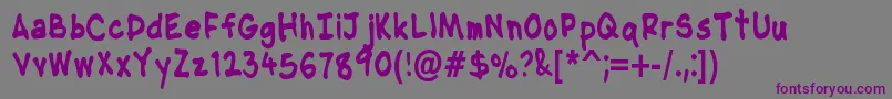 フォントNipcensHandwritingCondbd – 紫色のフォント、灰色の背景