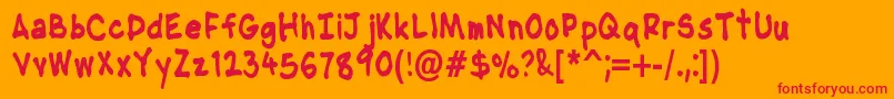 NipcensHandwritingCondbd Font – Red Fonts on Orange Background