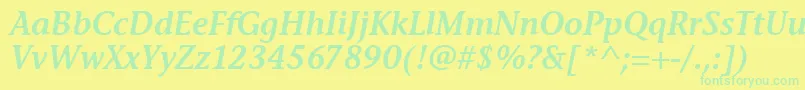 StoneInfSemItcTtSemiitalic Font – Green Fonts on Yellow Background