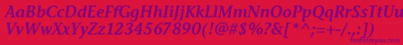 Weitere Informationen zur StoneInfSemItcTtSemiitalic-Schriftart StoneInfSemItcTtSemiitalic-Schriftart – Violette Schriften auf rotem Hintergrund