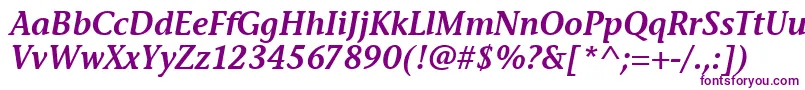 StoneInfSemItcTtSemiitalic-fontti – violetit fontit valkoisella taustalla