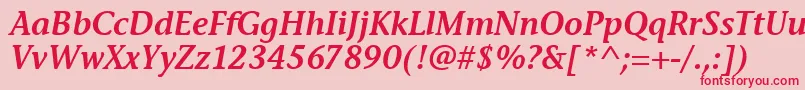 Шрифт StoneInfSemItcTtSemiitalic – красные шрифты на розовом фоне