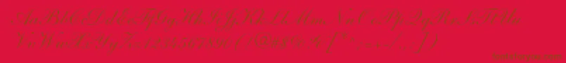 Fonte ShelleyAndantescript – fontes marrons em um fundo vermelho