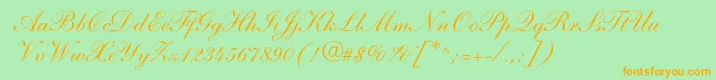 ShelleyAndantescript Font – Orange Fonts on Green Background