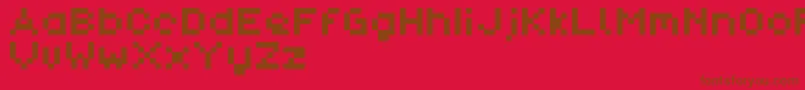 PixlDemo-Schriftart – Braune Schriften auf rotem Hintergrund