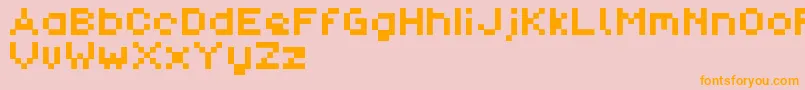 PixlDemo-fontti – oranssit fontit vaaleanpunaisella taustalla