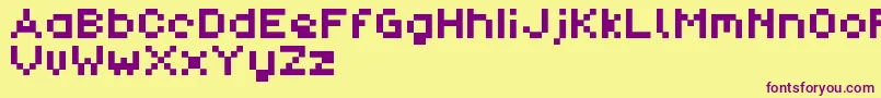 PixlDemo-Schriftart – Violette Schriften auf gelbem Hintergrund