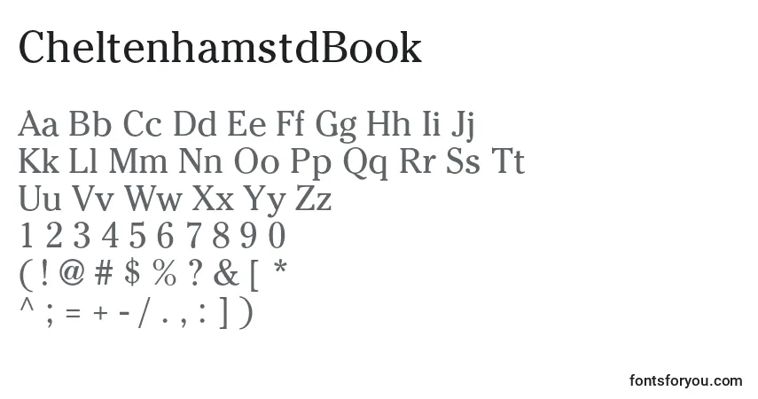 A fonte CheltenhamstdBook – alfabeto, números, caracteres especiais