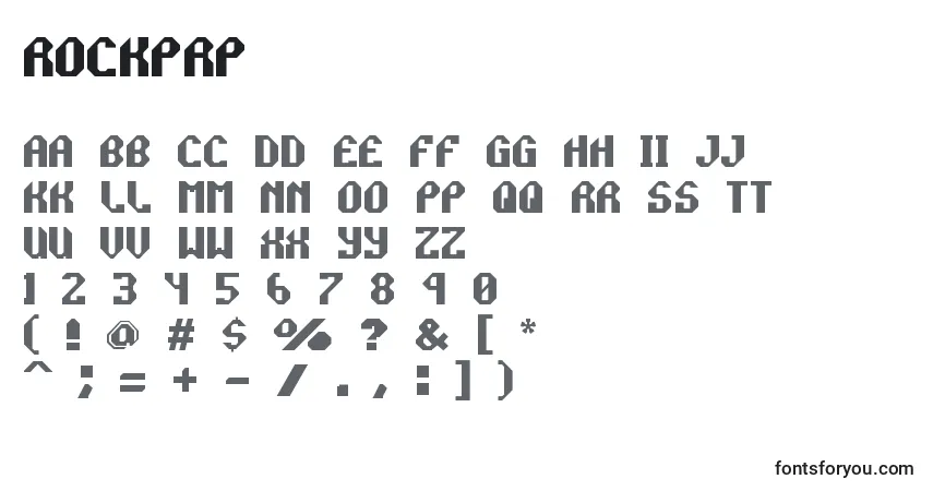 A fonte Rockprp – alfabeto, números, caracteres especiais