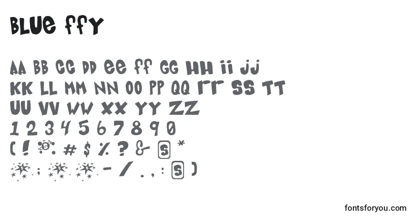 Schriftart Blue ffy – Alphabet, Zahlen, spezielle Symbole