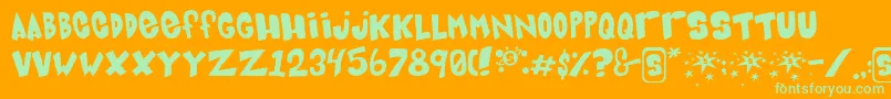 Blue ffy Font – Green Fonts on Orange Background