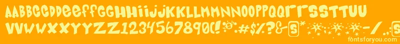 Blue ffy Font – Yellow Fonts on Orange Background