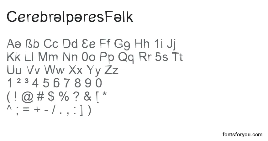 A fonte CerebralparesFalk – alfabeto, números, caracteres especiais