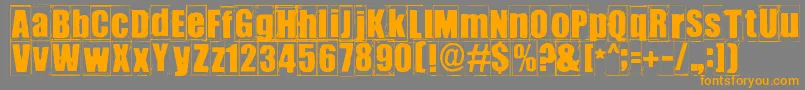 フォントIkhioogla3 – オレンジの文字は灰色の背景にあります。