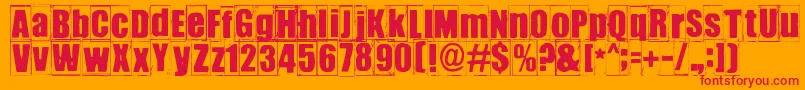 フォントIkhioogla3 – オレンジの背景に赤い文字