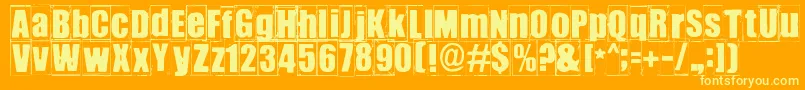 Ikhioogla3-Schriftart – Gelbe Schriften auf orangefarbenem Hintergrund
