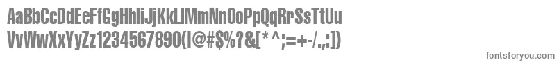 Cyrilliccompressed80-fontti – harmaat kirjasimet valkoisella taustalla