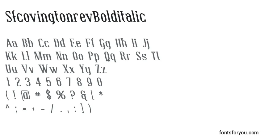A fonte SfcovingtonrevBolditalic – alfabeto, números, caracteres especiais