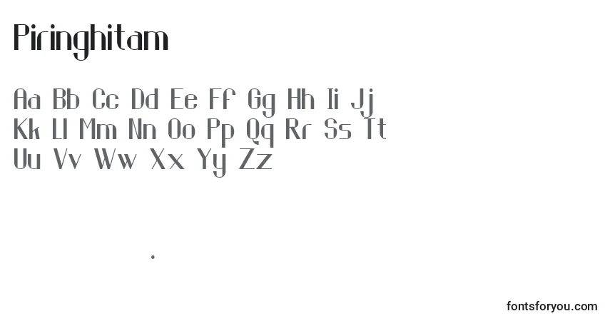Czcionka Piringhitam – alfabet, cyfry, specjalne znaki