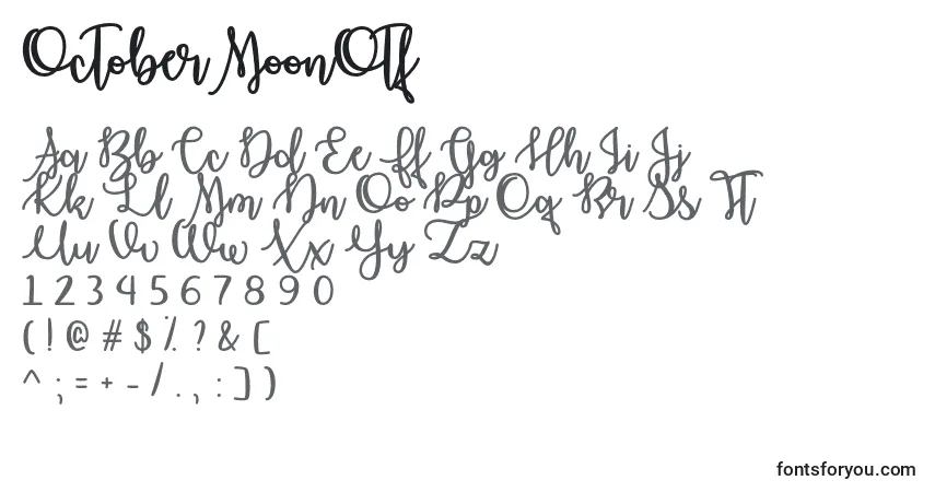 Schriftart OctoberMoonOtf – Alphabet, Zahlen, spezielle Symbole
