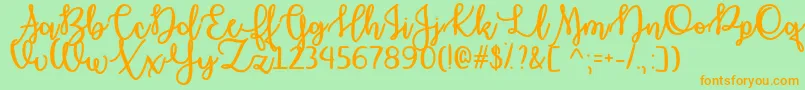 OctoberMoonOtf-Schriftart – Orangefarbene Schriften auf grünem Hintergrund