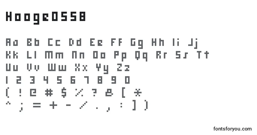 Czcionka Hooge0558 – alfabet, cyfry, specjalne znaki