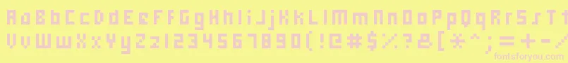 Hooge0558 Font – Pink Fonts on Yellow Background