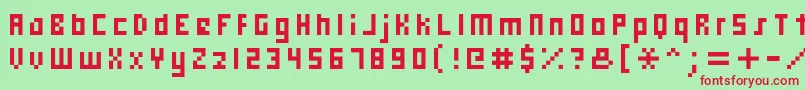 Hooge0558-fontti – punaiset fontit vihreällä taustalla