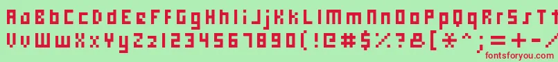 Hooge0558 Font – Red Fonts on Green Background