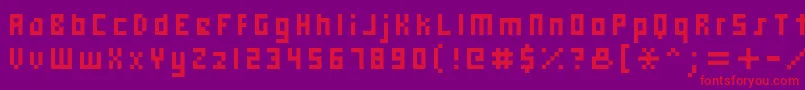 Hooge0558-Schriftart – Rote Schriften auf violettem Hintergrund