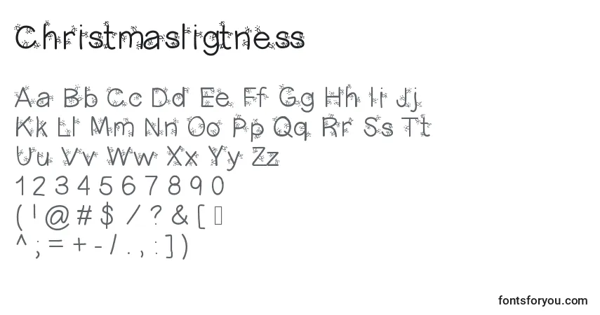 Шрифт Christmasligtness – алфавит, цифры, специальные символы