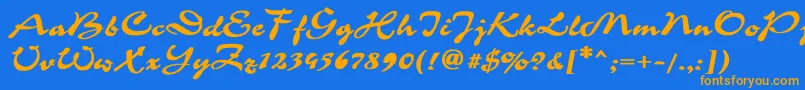 フォントCorrida1 – オレンジ色の文字が青い背景にあります。
