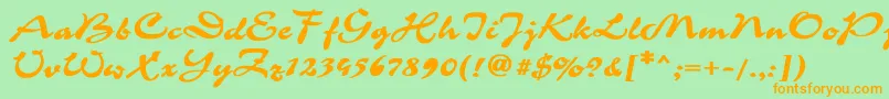 Corrida1-Schriftart – Orangefarbene Schriften auf grünem Hintergrund