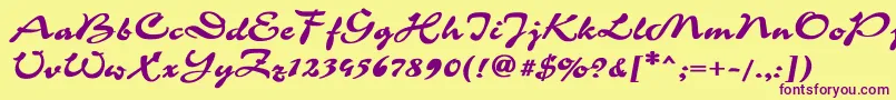 Corrida1-Schriftart – Violette Schriften auf gelbem Hintergrund