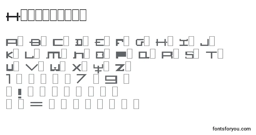 Czcionka Hozenozzle – alfabet, cyfry, specjalne znaki