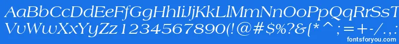 フォントAmericanaItalicBt – 青い背景に白い文字