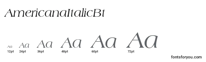 Größen der Schriftart AmericanaItalicBt