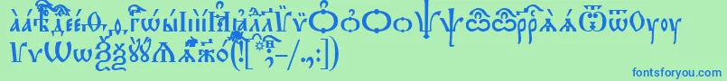 フォントTriodionIeucs – 青い文字は緑の背景です。